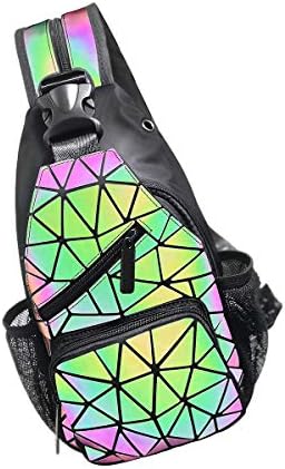 PYFK Geometrik Sırt Çantası Aydınlık Holografik Çanta Renk Değişiklikleri Flaş Yansıtıcı Çanta Moda tek kollu çanta Kadın Kızlar