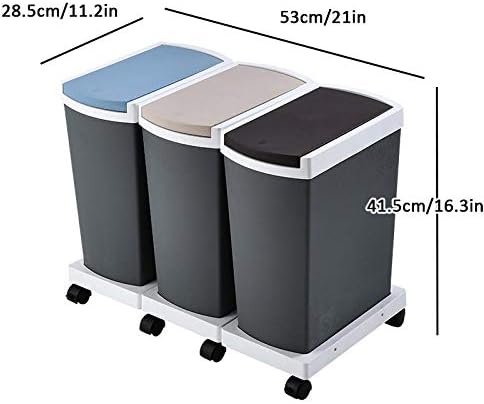 Caty Üçlü Plastik gıda çöp kutusu için Mutfak 45L, 15L ile 3 Bölmesi, çöp Mutfak Bin Yumuşak Kapatma, Hava Geçirmez
