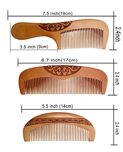 ZuıKyuan Ahşap Saç Tarak Hiçbir Statik Saç Detangler Dolaşık Açıcı Tarak ile Prim Hediye Kutusu 3 Adet