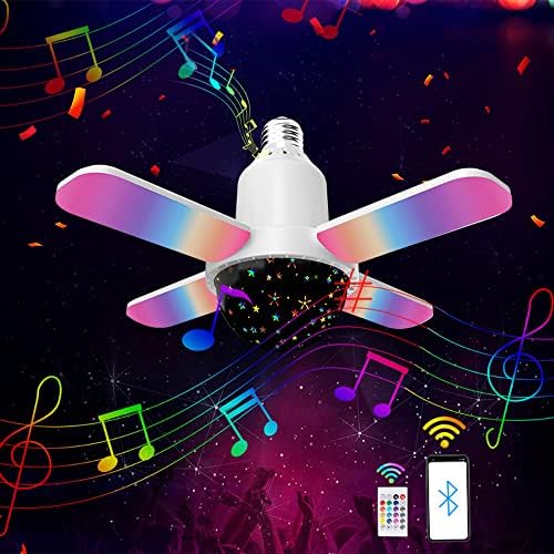Younglsm LED tavan ışık, 1500 lümen Fan lamba LED hoparlör ampul müzik hoparlör 6500 K müzik ışık BT müzik fan renkli ışıklar