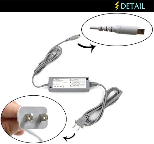 YOUSHARES Değiştirilebilir Güç Şarj Adaptörü, Güç Kaynağı Kablosu AC Adaptörü ve Kablo Nintendo WiiU Gamepad için Uyumlu (AC