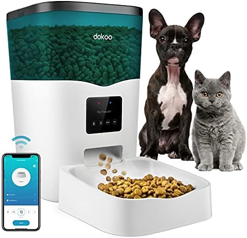 Dokoo Otomatik Kedi Besleyici Uygulama Kontrolü-2.4 G Wi-Fi Akıllı Evcil Hayvan Gıda Dağıtıcısı, Porsiyon Kontrollü Otomatik