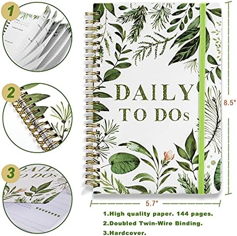 Günlük Planlayıcısı Tarihsiz: 5.7 x 8.5 Günlük Yapılacaklar Listesi Planlayıcısı Dizüstü, Günlük Dergisi ile İç Cep, Yemek Planlayıcısı,