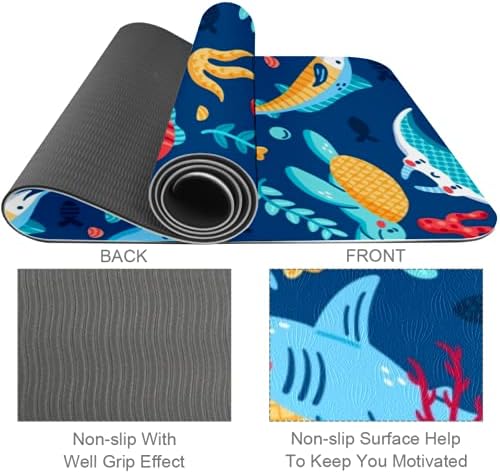 Lenergy Yoga Mat Renkli Deniz Yaşamı Pilates Mat Kaymaz Pro Çevre Dostu TPE Kalın 6mm için Taşıma Çantası ile Spor egzersiz matı