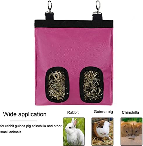 600D Oxford Bez Tavşan Saman Besleyici Çanta, Asılı Saman Raf Yemlik Tutucu Dağıtıcı Küçük Hayvan Besleyici saklama çantası için