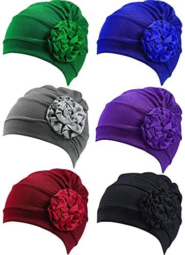 6 Adet kadınlar türban çiçek kapaklar elastik bere başörtüsü Vintage Headwrap şapka