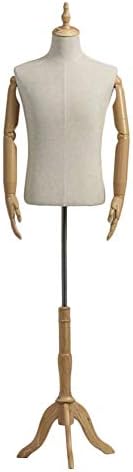 XCTLZG Erkek Manken Büstleri Giyim Elbise Formu Torso Yarım Vücut Mankeni ile Plastik Arms Standı Kukla Gerçekçi Ekran, 2 Boyutları(