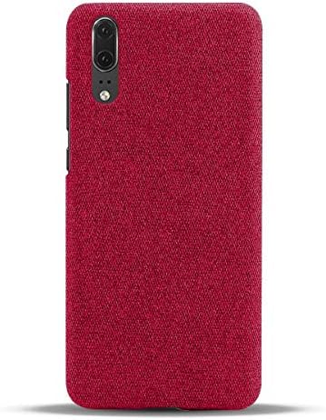 Huawei P20 için SHUNDA Kılıf, Ultra İnce Keçe Kumaş Anti-Parmak İzi Koruma Kapağı için Huawei P20-Kırmızı