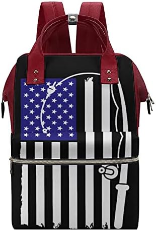 Amerikan Olta ve Kanca Bayrağı Baskılı Bebek Bezi çantası Bebek Bagpack Nappy Çantalar Su Geçirmez Seyahat omuzdan askili çanta