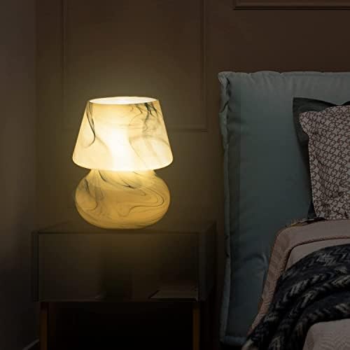 COOSA Mantar Başucu Masa Lambası, cam LED Başucu Gece Lambaları, çöl Girdap Damarlar Küçük Komidin Masa lambası Ev Dekor için,