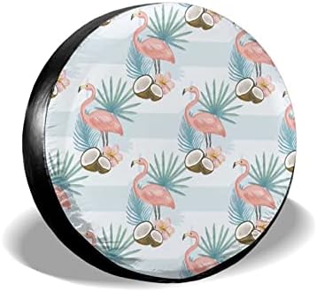 Kanen Zarif Flamingo yedek lastik kılıfı Evrensel Güneş Koruyucu Su Geçirmez Toz Geçirmez Tekerlek Kapakları Fit için Römork