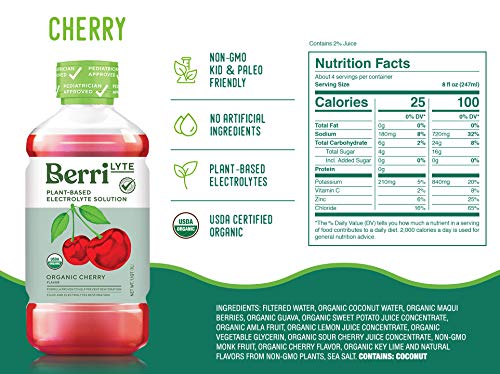Organik Pediatrik Elektrolit Çözeltisi Variety Pack of Cherry & Acai Berry Flavor, Organik, Bitki Bazlı, Glutensiz, Paleo / 1