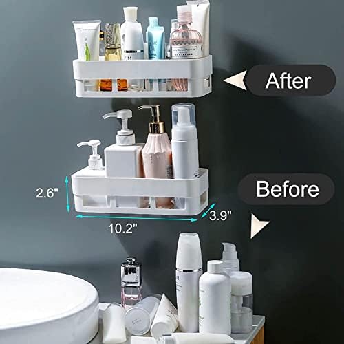 PHİBEURET Plastik Duş Caddy Yapışkanlı Köşe Duş Raf, ağır Banyo Duvar Organizatör Duş Depolama için İç Duş Şampuan ve Diş Fırçası
