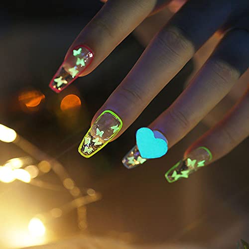 OKBOY 3 ADET 5 Renkler Kalp Şeklinde Aydınlık Kristal Manikür Süslemeleri, 3D Nail Art Rhinestone Kalp Tırnak Glitter Takı, DIY