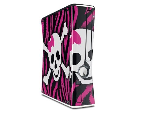 XBOX 360 Slim Dikey için Pembe Zebra Kafatası Çıkartma Stili Cilt