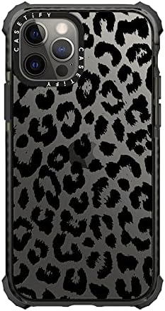 iPhone 12 / iPhone 12 Pro için CASETiFY Ultra Darbeli Kılıf-Siyah Şeffaf Leopar-Şeffaf Siyah