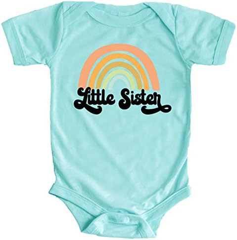 Retro Gökkuşağı Küçük Kardeş Kardeş Ortaya Duyuru Bodysuit Bebek Kız Kardeş Kıyafetler için