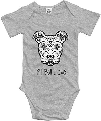 Pitbull Aşk Şeker Kafatası-Bebek Tırmanma Tulum Kıyafet Giyim Bebek Bodysuit