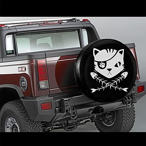 HIFENli Korsan Kedi Kafatası ve Crossbone Lastik Kapak Lastik Kapak Su Geçirmez Araba Kamyon SUV Camper Trailer için Uygun Evrensel