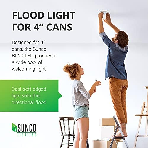 Sunco Aydınlatma BR20 LED Ampuller Kapalı sel ışık R20 Kısılabilir 2700K Yumuşak Beyaz, 50W Eşdeğer 7W, E26 Orta Taban, Gömme