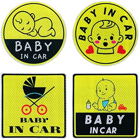 Frienda 4 Adet Bebek Kurulu Çıkartmalar Bebek Kurulu Araba Çıkartması Bebek Çocuk Güvenlik Işaretleri Yansıtıcı Çocuk Güvenlik
