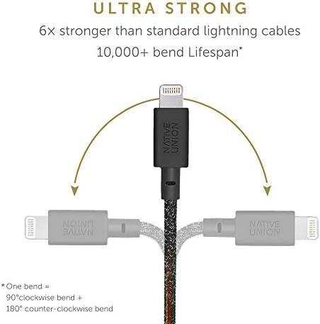 Native Union Anahtar Kablosu-Ultra Güçlü Güçlendirilmiş [MFi Sertifikalı] Dayanıklı USB'ye Yıldırım-iPhone/iPad (Cosmos)ile Uyumlu