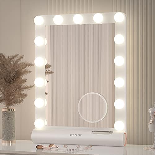 CHİCLEW Vanity Ayna ışıkları ile, daha Büyük 21.5X15.6 inç Hollywood makyaj aynası 3 renk ışıkları ile 15 Dim LED ampuller, ayrılabilir