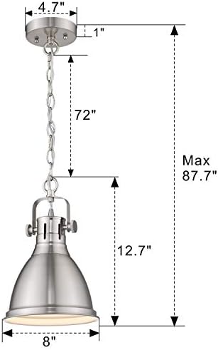 Emlıvıar Modern Mini kolye ışık, Metal Gölge ile 8 inç Asılı ışık, fırçalanmış Nikel Kaplama, 4054 M BN