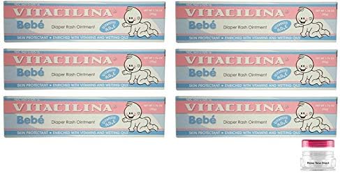 Vitacilina Bebe Pişik Merhem 1.76 oz. (6'lık Paket) PTD Mühürlü bir Torbada Primetime Doğrudan Seyahat Kavanozu ile Paketleyin