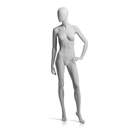 Econoco UBF-5 Kadın Manken, Oval Kafa, Sol El Kalça, Sol Bacak İleri, kayrak Gri