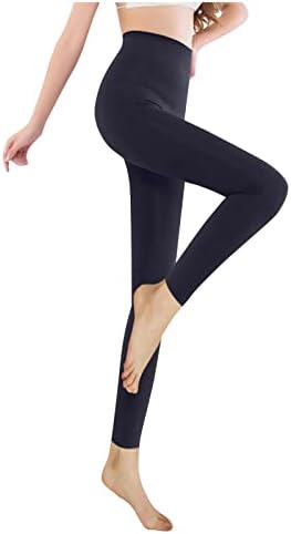 ManRıver Termal Dip Pantolon Kadınlar için-Sıcak Artı Kadife Astarlı Saf Renk Elastik Bel Spor Ayak Bileği-Uzunluk Pantolon (Mavi,