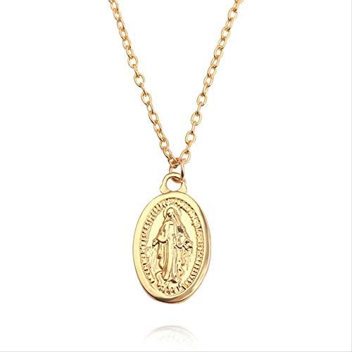 ACCTSY Yeni Altın Medalla Meryem Kolye Charm Kolye Kadınlar ıçin Çapraz Madalyon Gerdanlık Medallas Catolicas Collier Açık Sarı