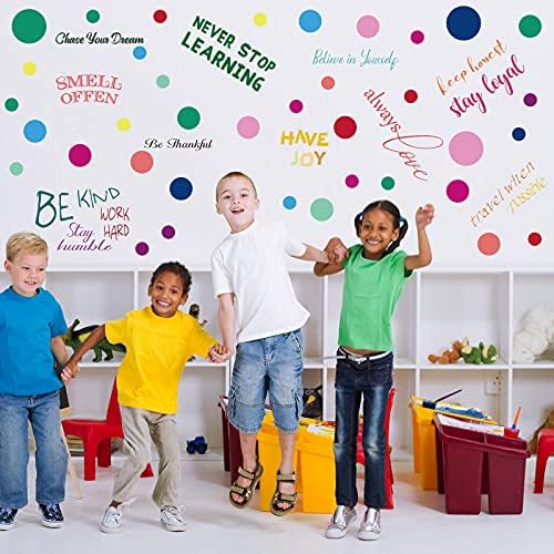 10 Adet İlham Duvar Sticker Motivasyon Duvar Çıkartmaları Aile İlham Alıntı Çıkartmaları ile 60 Adet Renkli Daireler için Çocuk