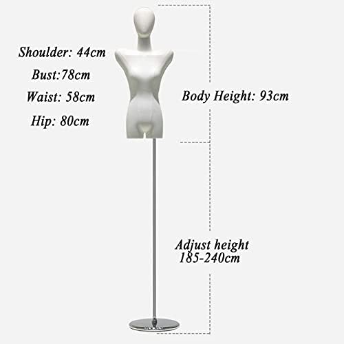 XCTLZG Kadın Manken Torso Vücut, Kukla Modeli Ekran Ayarlanabilir Yükseklik, Elbise Formu ile Turn Kafa ve Ahşap Arms için Giyim