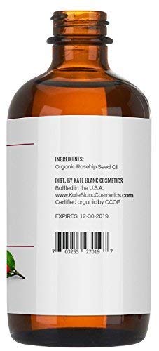 Kate Blanc tarafından Yüz ve Cilt için Kuşburnu Tohumu Yağı. USDA Sertifikalı Organik. %100 Saf, Soğuk Preslenmiş. Akne izleri,