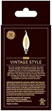 GE Vintage 2-Pack 60 W Eşdeğer Kısılabilir Amber Ca11 Vintage LED aydınlatma armatürü Ampuller Şamdan Vintage Antik