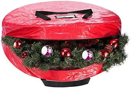 Elf Stor 1016 Combo Noel Seti Kırmızı 9 Ayak Yapay Ağaçlar ve 30 İnç Çelenk saklama çantası, 30 İnç Çanta ve 9 ft Çanta
