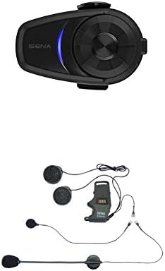 Sena 10 S Motosiklet Bluetooth Kulaklık Çift Paketi ve Kask Kelepçe Kiti ile Boom ve Kablolu Mikrofonlar