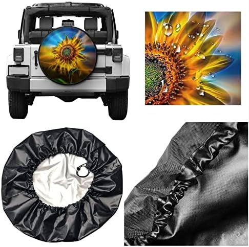 Ayçiçeği Sanat Lastik Kapakları, Su Geçirmez Güneş Koruma Toz Geçirmez Evrensel Taşınabilir Tekerlek Çanta için Jeep Römork Rv