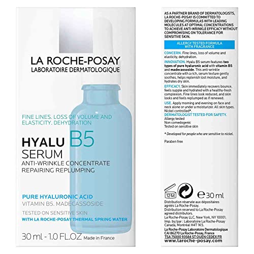 La Roche-Posay Hyaluru B5 Saf Hyaluronik Asit Yüz Serumu, B5 Vitamini, İnce Çizgiler ve Kırışıklıklar için Yaşlanma Karşıtı Serum,