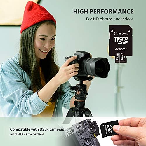 Gigastone 64 GB 10-Pack Mikro SD Kart, 4 K UHD Video, gözetim Güvenlik Kamera Eylem Kamera Drone Profesyonel, 90 MB/s Mikro SDXC