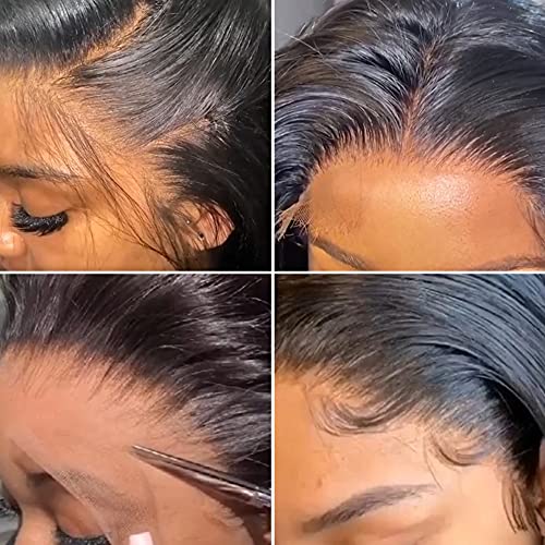 Dantel ön peruk İnsan Saç Düz 13x4 Dantel ön peruk Siyah Kadınlar Için Bebek Saç Ile 150 % Yoğunluk Brezilyalı işlenmemiş insan