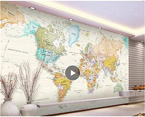 Klasik Moda Arka Plan Duvar Kağıdı Zarif Açık Renk Versiyonu Dünya Haritası Dekoratif Boyama Fotoğraf Duvar Kağıdı Mural-450Cmx300Cm