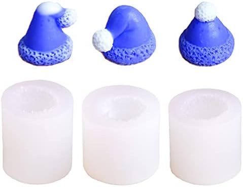 SOFSEQ 3 Parça Noel Şapka Silikon Mum Kalıp 3D Sabun Fondan Çikolata Losyon Bar Balmumu Mum Boya Yapma Araçları Reçine Epoksi