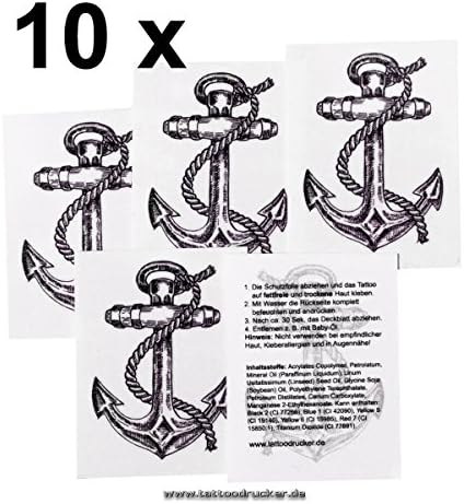 10 x Küçük AnchorXL Dövmeler-Denizci Dövmesi-Karnaval Korsanları Geçici Dövme