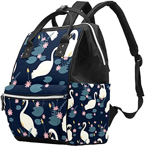 Bebek bezi Çantaları Mumya Tote Çanta Çok Fonksiyonlu seyahat sırt çantası, şık Kolej Okul Sırt çantası Zarif Kuğu Koyu Mavi