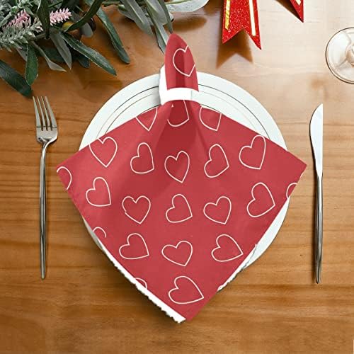 Kırmızı Kalp Mutlu sevgililer Günü Bez Yemeği Peçeteler 6 Set Yıkanabilir Masa Peçete Yemeği Düğün Noel Yeni Yıl Arifesinde için