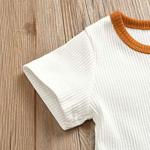 Yenidoğan Bebek Erkek Kız Yaz Kıyafetler Bebek Nervürlü Örme Pamuk Kısa Kollu T - Shirt + Şort Iki Parçalı Giysi Set