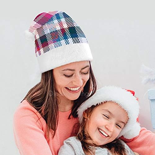 Noel Santa Şapka, Desen-in-Izgara Noel Tatil Şapka Yetişkinler için, Unisex Konfor Noel Şapkalar için Yeni Yıl Şenlikli Kostüm