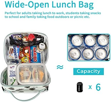 Güneşli Kuş Küçük Yalıtımlı Öğle Yemeği Çantası Taşınabilir Öğle Yemeği Kutusu Tote İş ve Okul için (Çam Kozalağı yeşil)